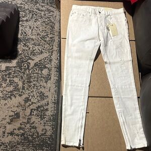 Men's MNML Distressed White Jeans